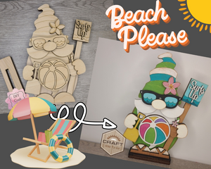 Beach Gnome Freestanding Gnome Summer Gnome Shelf Sitter DIY Craft Kit Paint Party Kit #300023