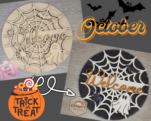 Halloween Sign DIY Craft Kit Halloween Décor DIY Paint kit #3745 - Multiple Sizes Available - Unfinished Wood Cutout Shapes