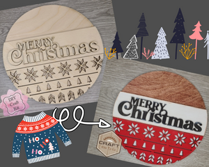 Merry Christmas Sign | Nordic | Christmas Crafts | Holiday Activities | DIY Craft Kits | Paint Party Supplies | #3428