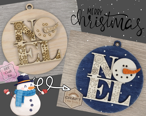 NOEL Ornament Christmas Ornament Merry Christmas Ornament DIY Craft Kit Paint kit #3762 - Multiple Sizes Available - Unfinished Wood Cutout Shapes
