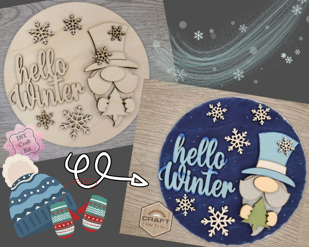 Hello Winter Gnome Sign | #3752