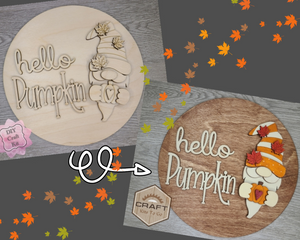 Hello Pumpkin | Fall Gnome | Fall Crafts | Fall Decor | DIY Craft Kits | Paint Party Supplies | #3753