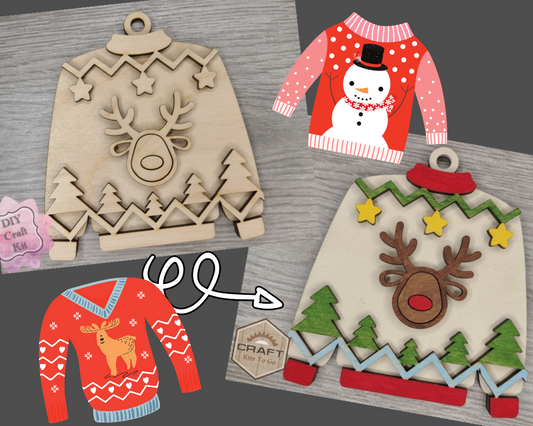 Reindeer Ugly Sweater Ornament | #3802