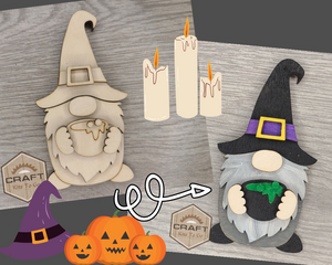 Halloween Gnome Halloween Décor October Craft Kit DIY Paint kit #3788 - Multiple Sizes Available - Unfinished Wood Cutout Shapes