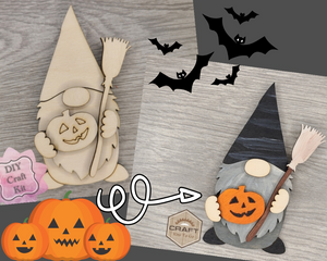 Halloween Gnome Halloween Décor October Craft Kit DIY Paint kit #3783 - Multiple Sizes Available - Unfinished Wood Cutout Shapes