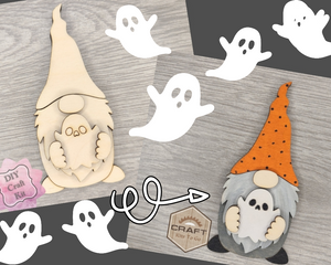 Halloween Gnome Halloween Décor October Craft Kit DIY Paint kit #3784 - Multiple Sizes Available - Unfinished Wood Cutout Shapes