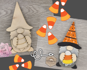 Halloween Gnome Halloween Décor October Craft Kit DIY Paint kit #3787 - Multiple Sizes Available - Unfinished Wood Cutout Shapes