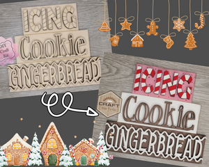 Christmas Cooking Stacker Gingerbread Christmas Décor Christmas Craft Kit DIY Paint kit #3848 - Multiple Sizes Available - Unfinished Wood Cutout Shapes