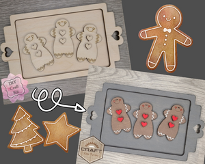 Gingerbread Pan Gingerbread Man Christmas Décor Christmas Craft Kit DIY Paint kit #3847 - Multiple Sizes Available - Unfinished Wood Cutout Shapes
