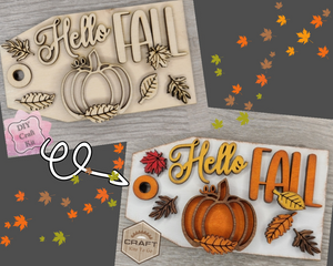 Hello Fall Tag | Fall Crafts | Fall Decor | DIY Craft Kits | Paint Party Supplies | #3923