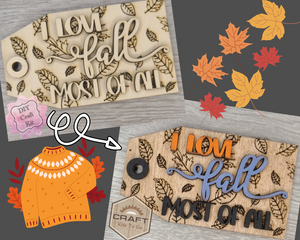 Fall Tag Craft Kit DIY Fall Colors Paint Party kit #3922 - Multiple Sizes Available - Unfinished Wood Cutout Shapes
