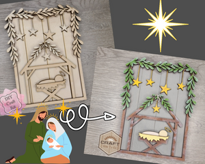 Nativity Scene | Baby Jesus | Savior | Christ is Born | Christmas Décor | Christmas Crafts | DIY Craft Kits | Paint Party Supplies | #3957