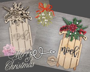 Sled | Mistletoe | Christmas Sign | Christmas Décor | Christmas Crafts | DIY Craft Kits | Paint Party Supplies | #3854