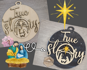 True Story | Nativity Ornament | DIY Ornaments | Christmas Crafts | Holiday Activities | DIY Craft Kits | Paint Party Supplies | #3890