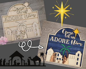 Come Adore Him | Nativity Scene | Savior is born | Christmas Crafts | Holiday Activities | DIY Craft Kits | Paint Party Supplies | #3949