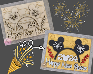 New Years Sign | New Years Décor | DIY Craft Kits | Paint Party Supplies | #3500 - Multiple Sizes Available - Unfinished Wood Cutout Shapes