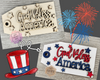 God Bless America Tag | DIY Craft Kit | Paint Party Kit | 4th of July Crafts | #3926 | Multiple Sizes Available - Unfinished Wood Cutout Shapes