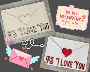 PS I Love you Sign | Valentine's Day Crafts | DIY Craft Kit | Feb 14th | DIY Crafts Kits | #2526 Multiple Sizes Available - Unfinished Wood Cutout Shapes