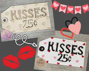 Kisses Tag | Valentine's Day Crafts | DIY Craft Kit | Feb 14th | DIY Crafts Kits | #2527 Multiple Sizes Available - Unfinished Wood Cutout Shapes