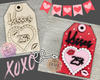 Kisses Tag | Valentine Crafts | DIY Valentine's Day Craft Kit | Valentine Paint Party Kit | #3972 Multiple Sizes Available - Unfinished Wood Cutout Shapes