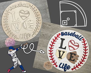 Baseball Love Sign | Home Sweet Home Sign | Baseball Sign | Baseball Crafts | Sports Sign | DIY Craft Kits | Paint Party Supplies | #2577