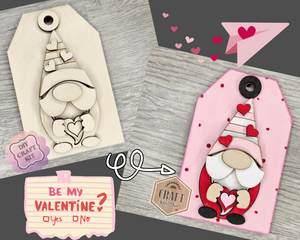 Valentine Gnome Tag | Valentine's Day Crafts | Heart | Valentine Sign | DIY Craft Kit | Paint Party Supplies | #3973
