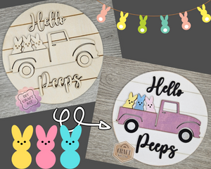 Hello Peeps Sign | DIY Easter Crafts | Easter Decor | DIY Craft Kits | DIY Paint Party kit | #2477