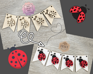 Lady Bug Bunting | Banner |  Lady Bug Decor | Summer Crafts | Summertime | DIY Craft Kits | Paint Party Supplies | #3807