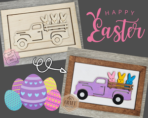 Peep Easter Truck | Easter Crafts | Spring Crafts | Springtime | DIY Craft Kits | Paint Party Supplies | #2529