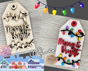 Merry & Bright Tag | Christmas Crafts | Holiday Crafts | DIY Craft Kits | Paint Party Supplies | #4114