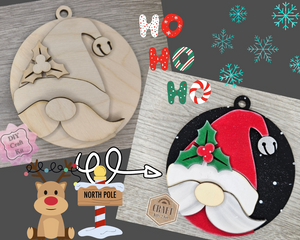 Santa Gnome | DIY Christmas Ornaments | Christmas Crafts | Holiday Crafts | DIY Craft Kits | Paint Party Supplies | #3490
