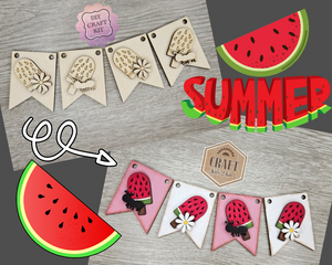 Watermelon Bunting | Summertime | Summer | Summer Crafts | Banner | DIY Craft Kits | Paint Party Supplies | #4201