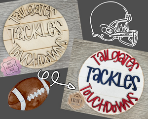 Tailgate & Tackles | Football Season | Football Sign | Sports | DIY Craft Kits | Paint Party Supplies | #2739