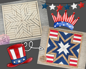 Patriotic Quilt Craft Kit | Quilt Sign | Quilt Design | 4th of July Decor | 4th of July Crafts | DIY Craft Kits | Paint Party Supplies | #3719