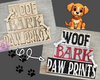 Woof Bark Paw Prints | Dog Welcome Sign | Pets | Dog House Sign | Crafts | DIY Craft Kits | Paint Party Supplies | #4264