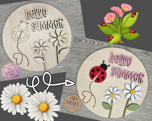 Hello Summer Lady bug Sign |  #4246