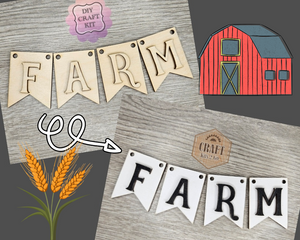 Farm Bunting | Farm Decor| Farm Crafts | DIY Craft Kits | Paint Party Supplies | #4277