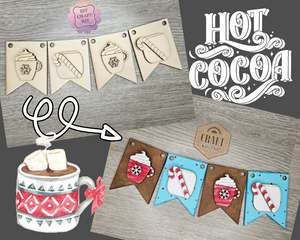 Hot Cocoa Bunting | Winter | Banner | Christmas Décor | Christmas Craft | Holiday Activities | DIY Craft Kits | Paint Party Supplies | #4424