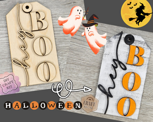 Hey Boo | Halloween Sign | Halloween Decor | Halloween Crafts | DIY Craft Kits | Paint Party Supplies | #4438