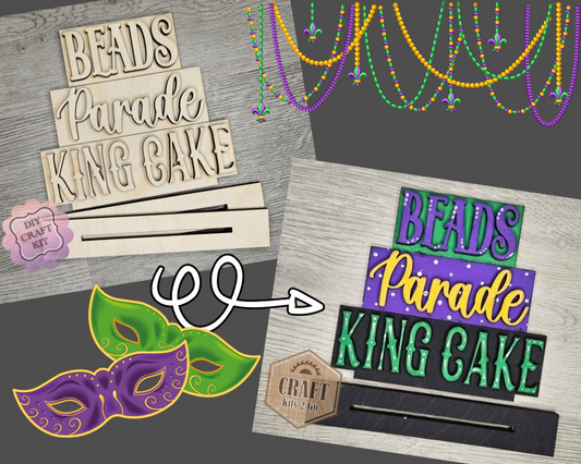 Mardi Gras Word Stacker Shelf Sitter | #4595