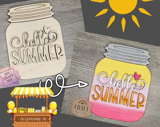 Hello Summer Lemonade Mason Jar Sign | #4644