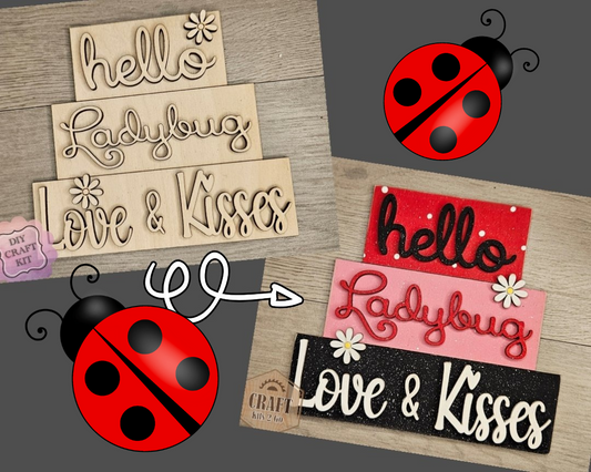 Lady Bug Word Stacker Decor | #4747
