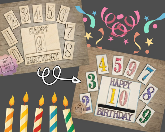 Happy Birthday Interchangeable Number Sign | #2753