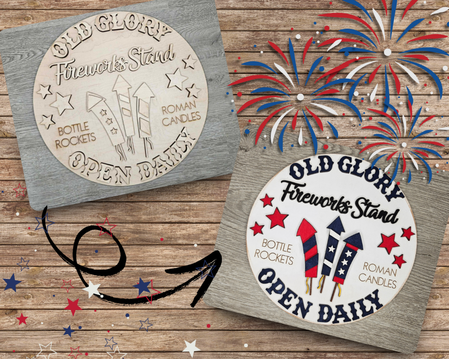 Old Glory Fireworks Sign | #2949
