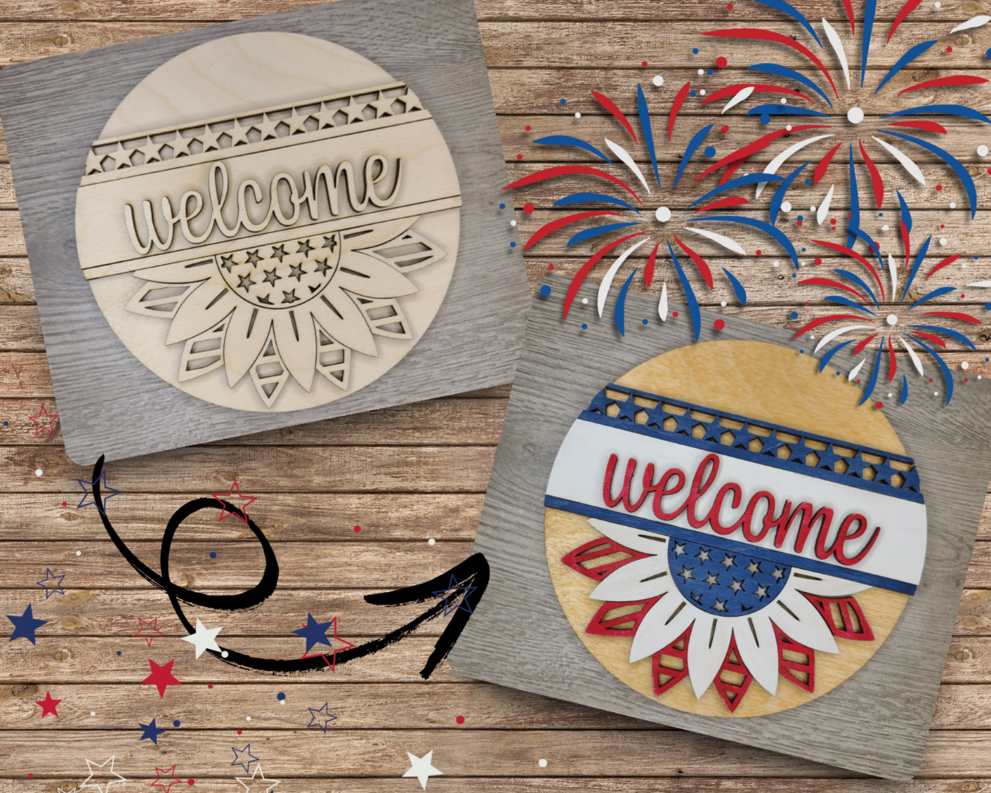 Patriotic Sunflower Sign | #3727