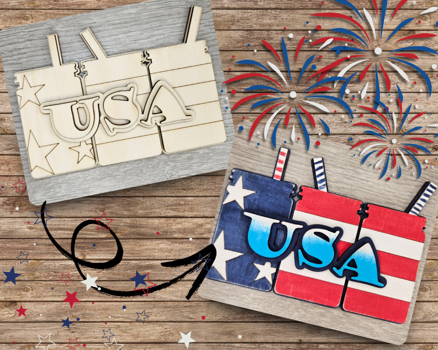 Patriotic Mason Jars | #2866