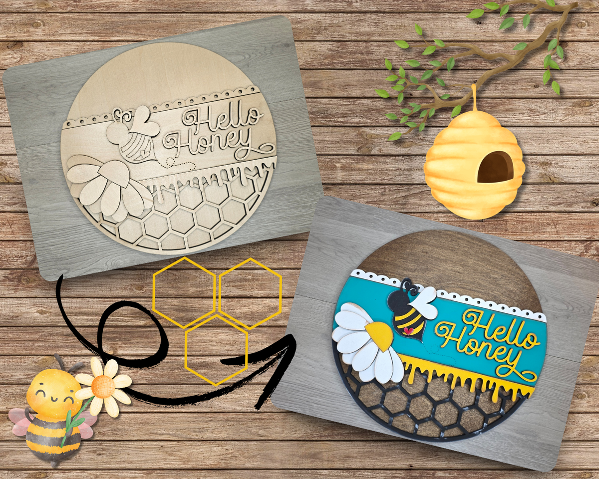 Hello Honey Bee Sign | #4648