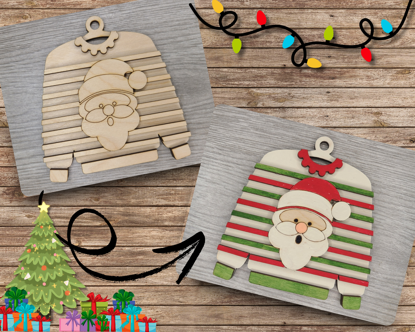 Santa Ugly Sweater Ornament | #3800