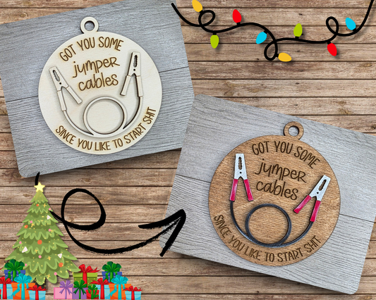 Jumper Cables Christmas Prank Ornament | #4983