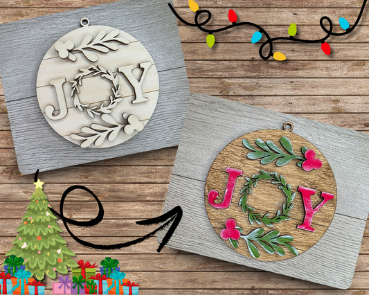 JOY Holly Wreath Ornament | #5049